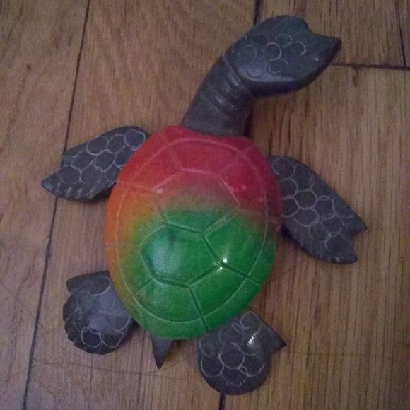 Ceramic Turtle Paperweight Red Green Shell - Picture 1 of 2